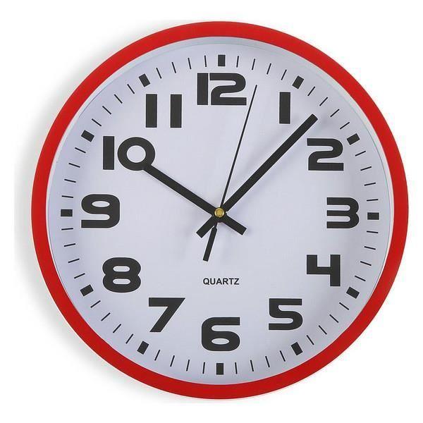 Nástěnné hodiny plastové - Červené - 25 cm