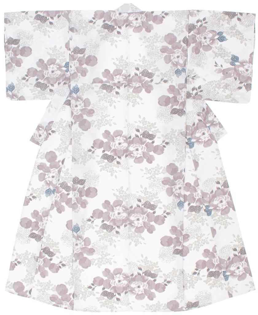 SOUBIEN Floro Yukata Set and Free Purple and Navy Chrysanthemum Design Women's 3-Piece (Yukata, Obi, Geta), Size, (ykt10145-obs00329)