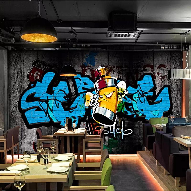 Retro Graffiti 3D Wandbild Kunst Wandmalerei Tapete Café Bar Ktv Hintergrund Wanddekoration Wandbild