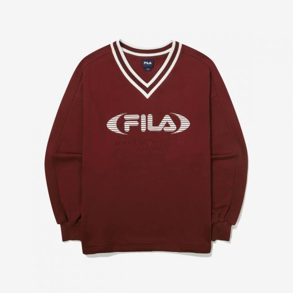 

Fila V Neck Logo Sweatshirt WINE/W85