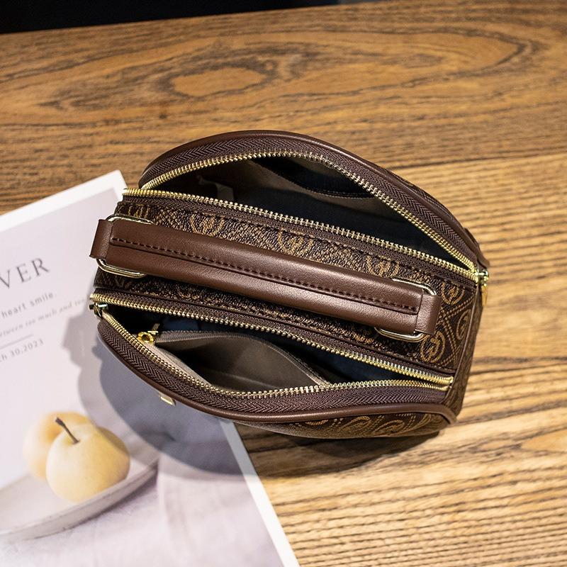 New fashion high-end printed small round bag casual women's bag retro style versatile shoulder bag