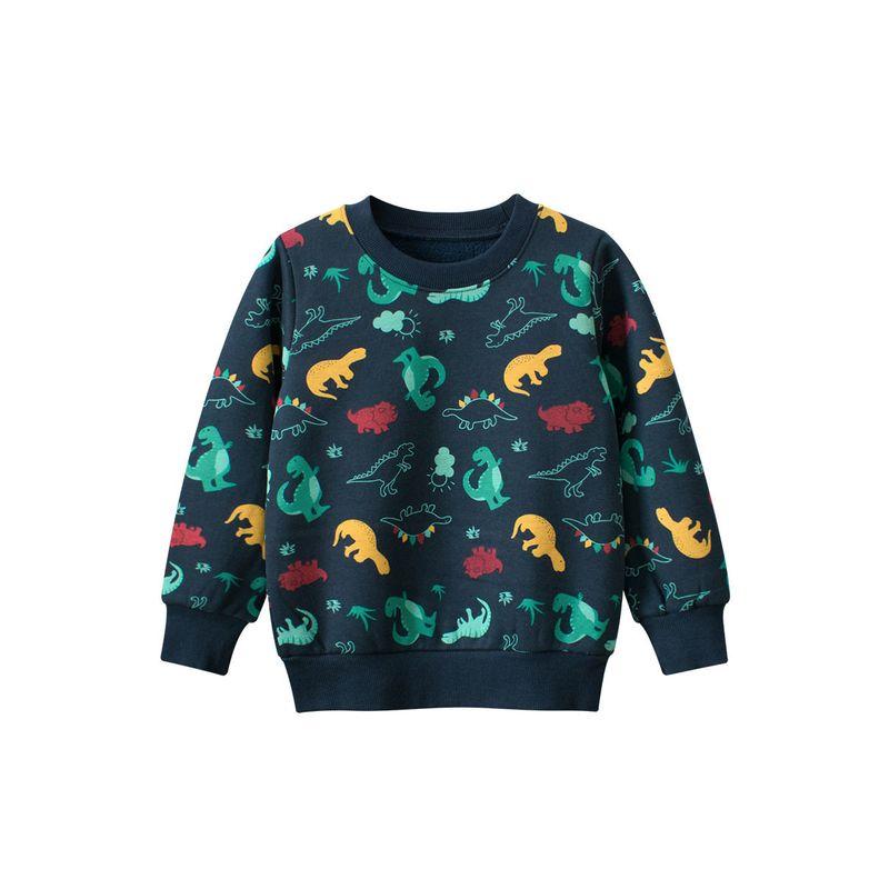 27Kids Children s Clothing Autumn and Winter Fleece Sweatshirt for Boys Dinosaur Pullover Top Boys  Fleece Clothing 2992 Noble Cluster Blue Dinosaur 140