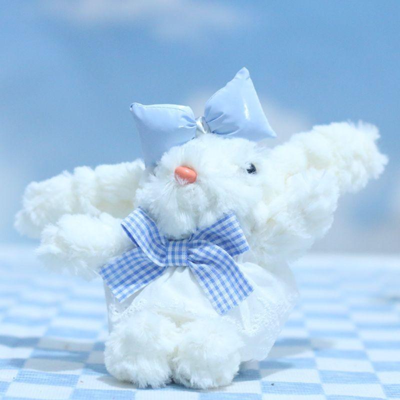 Plush Colorful Bunny Keychain Cozy Longeared Rabbit Stuffed Doll Perfect Gifts For