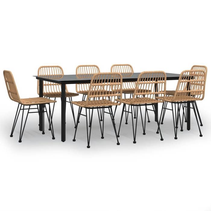 VidaXL Ensemble à manger de jardin 9 pcs Résine tressée, ensemble de patio, ensemble bistro de jardin, ensemble de salle à 3157893