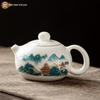 Gold Inlaid Jade Porcelain Xishi Teapot