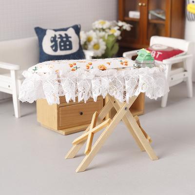 1:12 Bebek Evi Minyatür Ahşap Ütü Masası Mini Düz Ütü Mobilya Modeli Dikiş Yaşam Sahnesi Dekor Oyuncak Mikro Sahne Aksesuarları