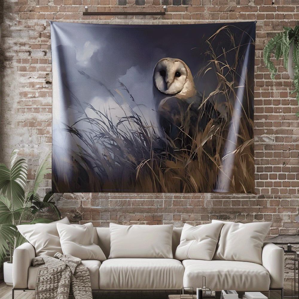 

Field Owl Theme Digital printing polyester wall tapestry suitable for use in living rooms bedrooms offices bars and party 74x94cm(29x37in)