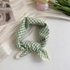 Silk scarf neck small square scarf plaid lace edge versatile fashion scarf headscarf summer women pastoral silk scarf headband