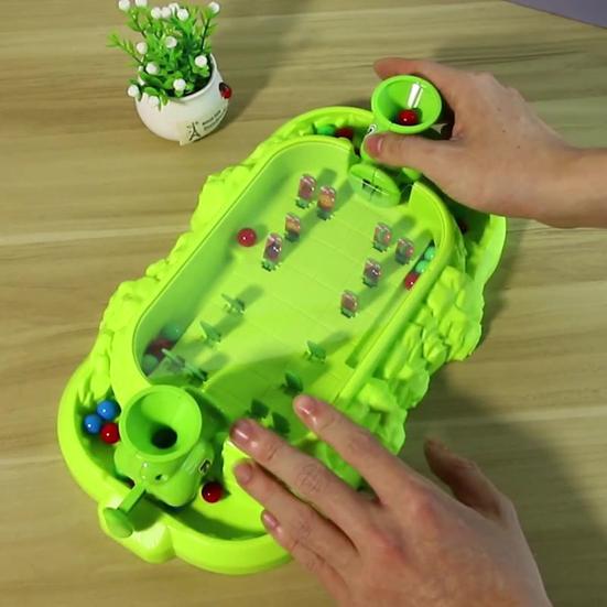 Kids Ball Shooter Toy with 60 Beads Focus Training Family Night 2 Players Interactive Vegetable Target Shoot Board Game Toddlers Boys Girls Gift