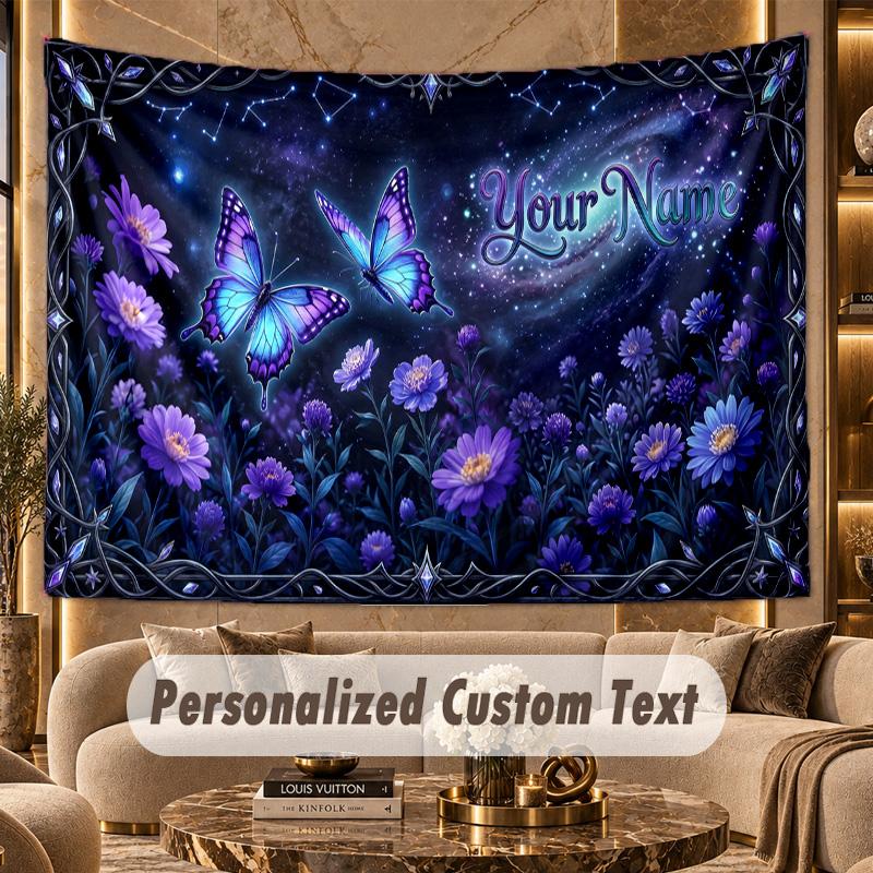 Schmetterling (14) Thema Personalisierte Wandteppich Benutzerdefinierter Name Text Wandbehang Tapisserie Haus Hintergrund Dekoration