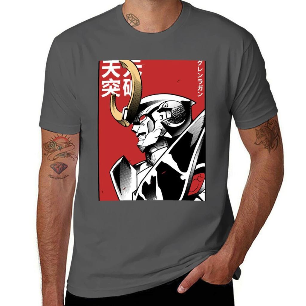 Tengen Toppa Gurren Lagann Red T-Shirt black cotton t-shirt plain for man package funny t shirts cotton T-Shirt