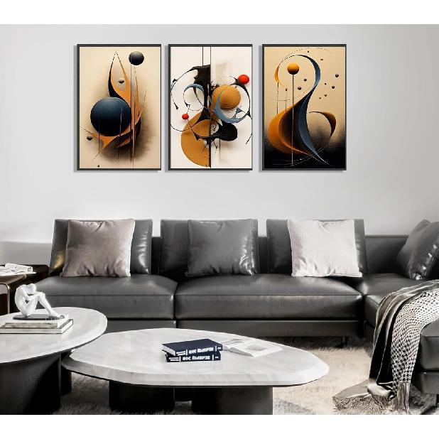 3Pcs Modern Minimalist Wall Art Abstract Geometric Wall Decor Pictures Painting Color Line Posters Prints Aesthetic Room Artwork for Office Bedroom
