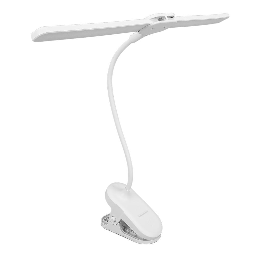 Dual Head LED Desk Lamp with Clamp 4000mAh Battery Operated 3 Lighting Modes Dual Head Bright Eye Care Light for Work