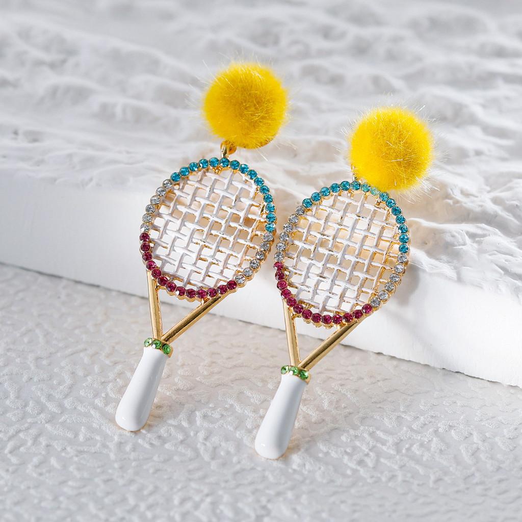 Elegant Alloy Badminton Racket Earrings Trendy Geometric Design Fashion Jewelry