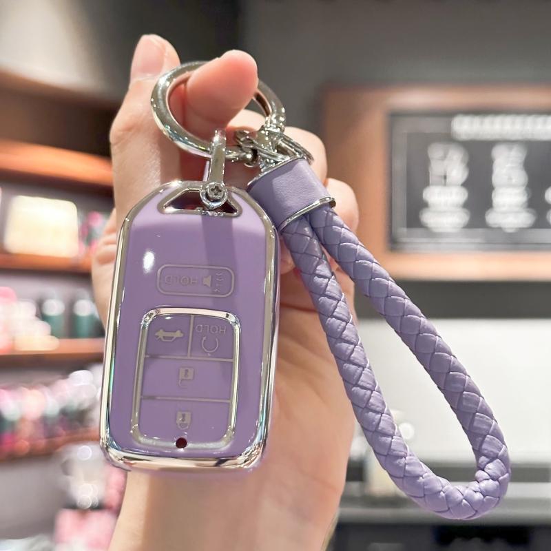 TPU Key Fob Cover with Keychain Lanyard for Honda Accord Civic CRV Pilot Ridgeline Odyssey Passport Smart Remote Key Protector