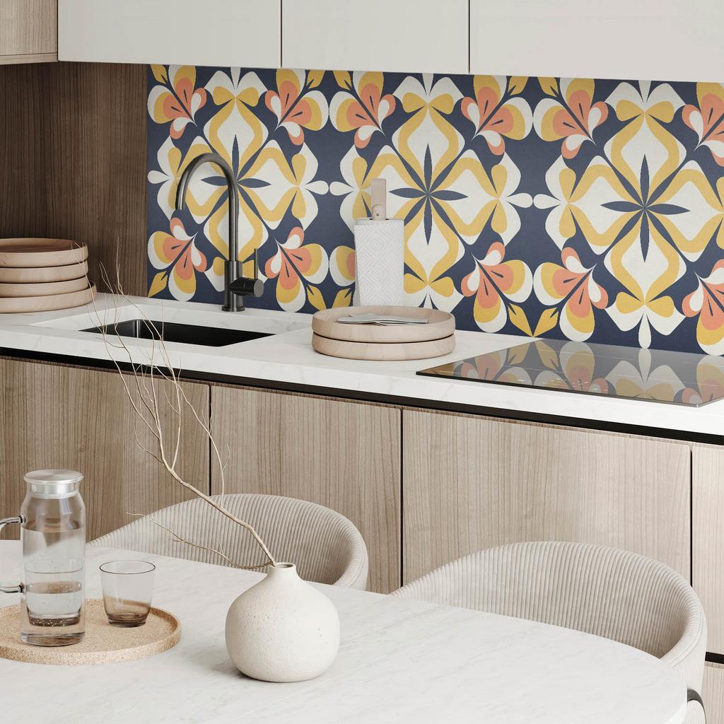 Self-adhesive Graphic Decoration for Office or Study 100x50 cm Geometric Floral Pattern