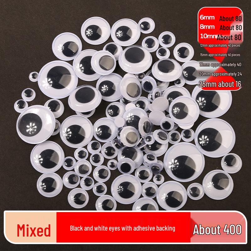 Kids' DIY Colored Eye Stickers for Crafting: Animal-Themed Black and White Eyeballs