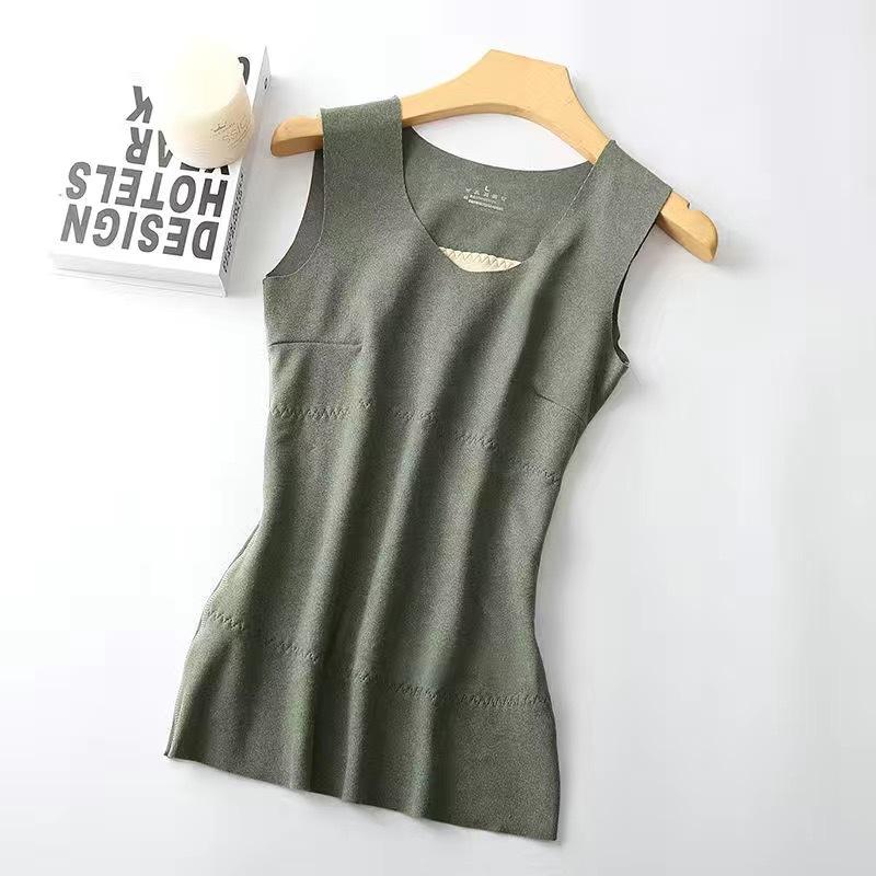 

Autumn and Winter Thickened German Velvet Thermal Vest, Women s Heating Waist Protection, Back Protection, Belly Protection, Non-marking Abraded Doubl XXXL темно-зелений колір
