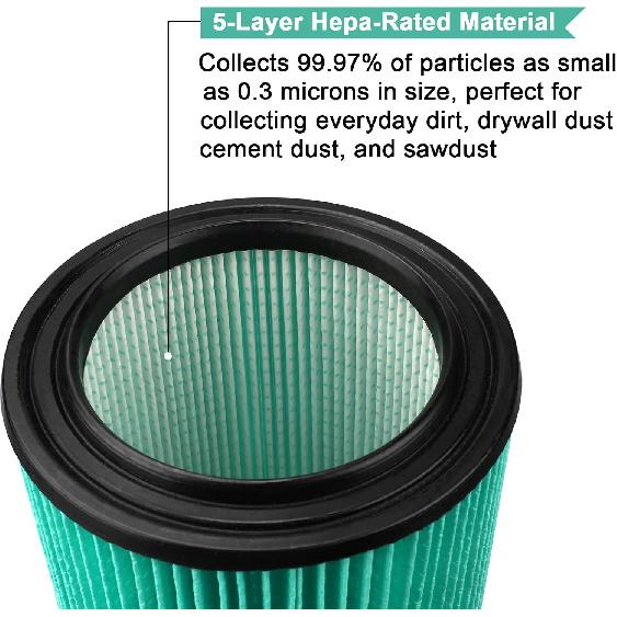 PIGUOAT 2 szt. Filtr zamienny 5-warstwowy VF6000 do odkurzaczy Ridgid 5-20 galonów do pracy na mokro i na sucho WD5500 WD0671 WD6425 WD7000 WD1280 WD1851 WD1680 WD1956 RV2400A