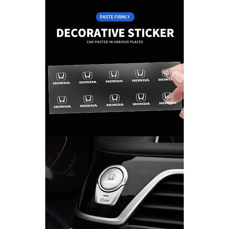 2/5/10Pcs Car Logo Sticker Central Control Decals Car Accessories For Honda Fit Mugen Insight Type S R VTEC DOHC Modulo Vezel Legend RR Si