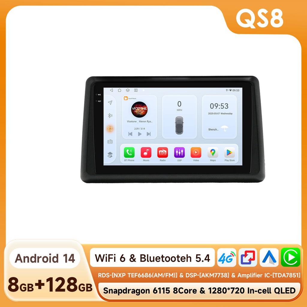 Hizpo Snapdragon Intelligent Android Car Radio for Renault Express 2021-2022 Multimedia Player Stereo GPS WIFI+4G Carplay Auto Video 360° Camera Audio