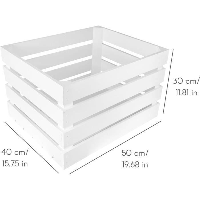 Creative Deco Lot de 3 Caisse en Bois Blanc | 50 x 40 x 30 cm | Caisse Rangement Bois | Caisse en Bois Vintage | Cagette en Bois