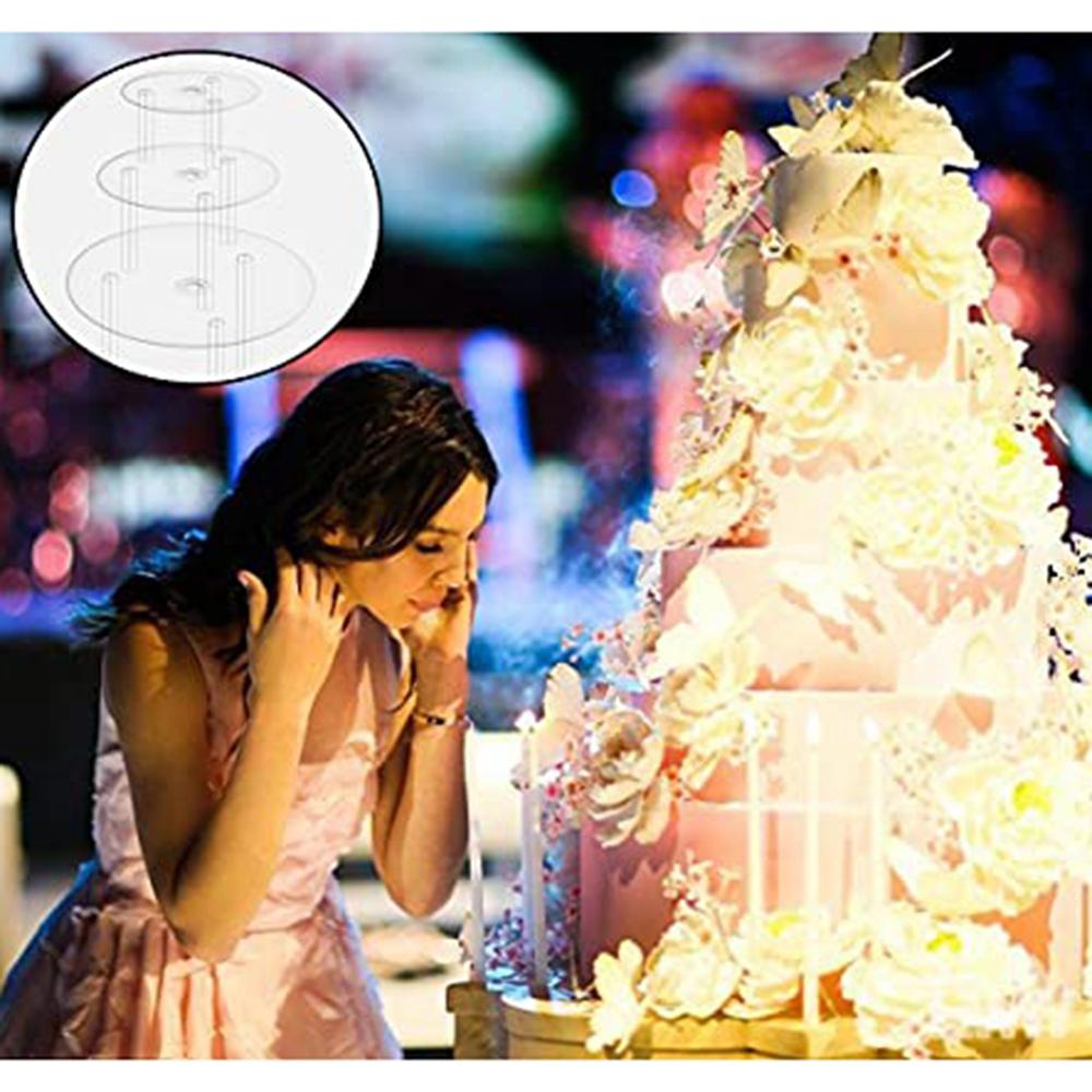 

ABWR-Cake Plate,5 Cake Stand, Cake Base (9/12/16/20/20 Cm) With 15 Dowel Rods, Reusable For Tiered Stacked Cakes, For Wedding прозрачный