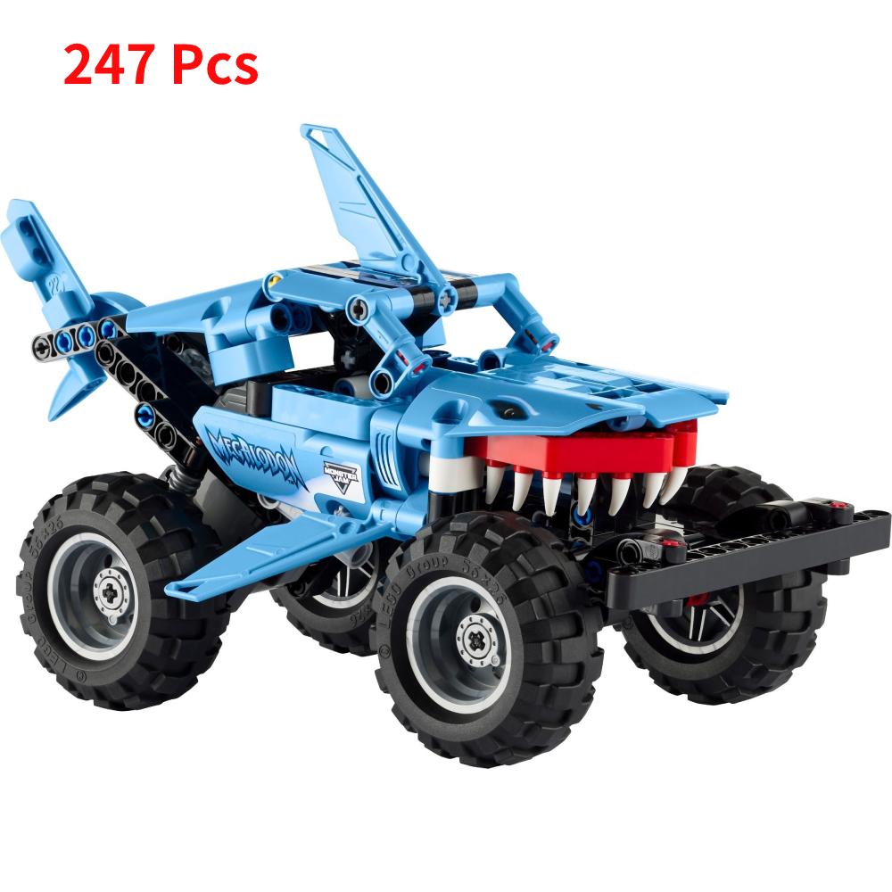 42118 Technic Monster Jam Grave Digger Fahrzeug Bausteine Set 2 in 1 Off Road Stunts Rückziehmotor Auto Spielzeug Weihnachtsgeschenke