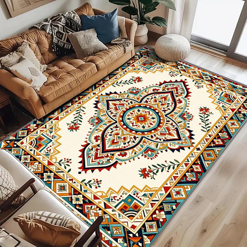 

RAKKS Розкішний богемський кришталевий килим для вітальні, спальні, домашній декор, великий килим, миючий, протиковзкий, з сучасним квітковим принтом 40x60cm