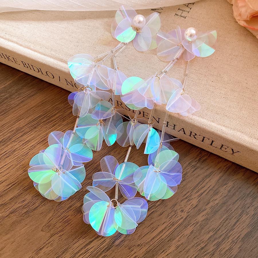 Summer Night Evening Wind~ Silver Needle Shell Round Fringed Earrings Retro Holiday Wind Earrings Light Luxury Premium Earrings Women