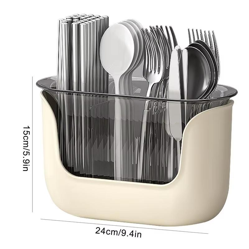 1pc Kitchen Chopstick Spoon Storage Box Double-layer Detachable Kitchenware Draining Rack Countertop Tableware Chopstick Cage