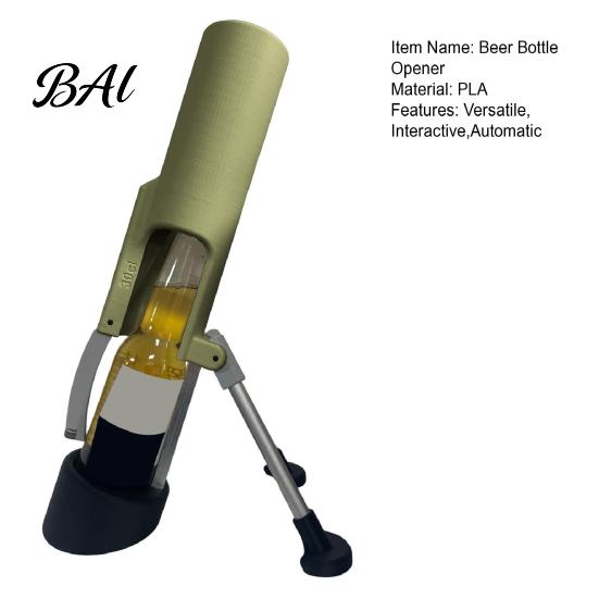 Fun Beer Opener Mortar Bottle Automatic Mechanical Fast Smooth 12oz One-Hand Operation Cap Remover for Home Bar Parties BBQ Gatherings Barbecue