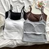 Korean Style Spicy Girl Cami Tank Top with Chest Pad and Beautiful Back Design - Women's Inner and Outer Wear