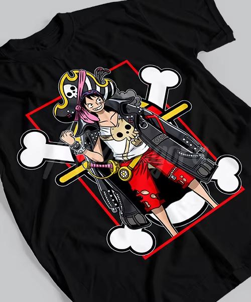 

2026 new Anime One Piece Luffy summer Tshirt Harajuku style Mens and womens retro streetwear Short sleeve 4XL