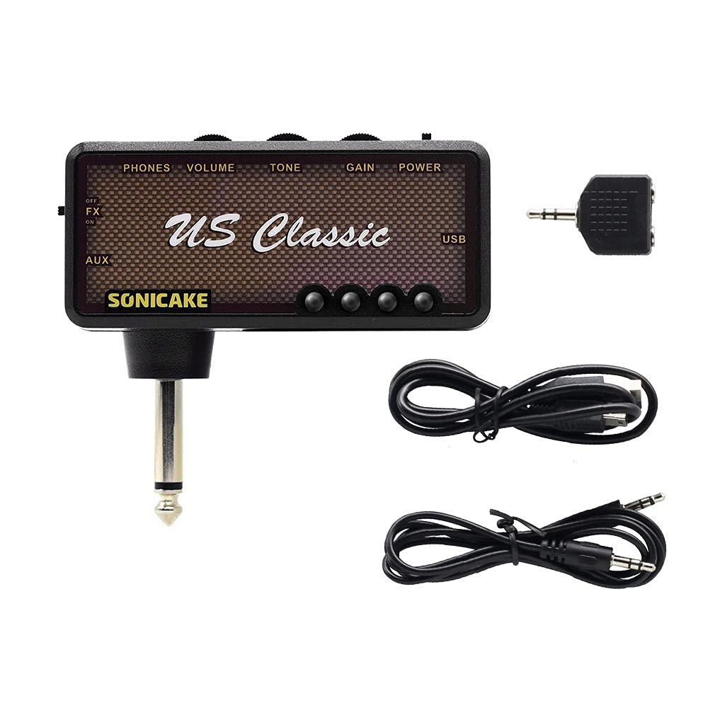 SONICAKE Mini Guitar Headphone Amplifier Overdrive Reverb US Classic &