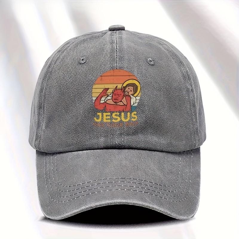 Versatile Retro Print Washed Vintage Soft Top Baseball Cap Unisex Outdoor Sunshade Baseball Cap One Size серый