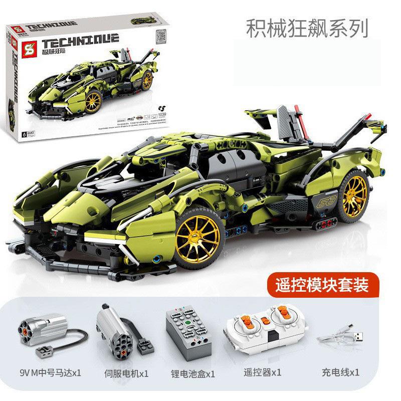 Sambo Bausteine Lamborghini Sportwagen Modell Kompatibel Lego Puzzle Zusammengebaut Ornamente Racing Toy Boy Geschenk