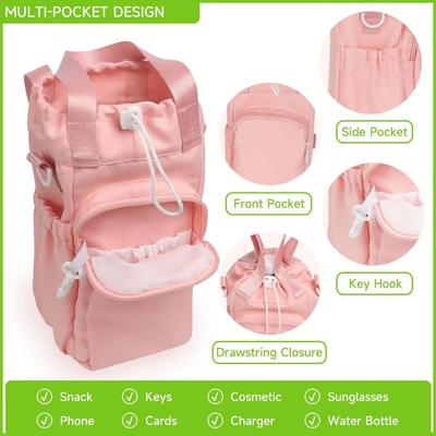 Waterproof Insulated Water Bottle Pouch Durable Fabric Storage Bag for Outdoor Camping Travel Adjustable Strap Thermos Holder