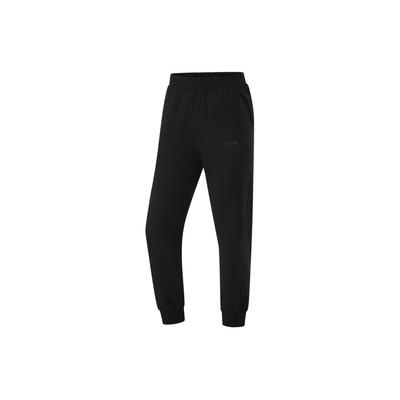 Li-Ning Fitness Series Casual Solid Color Sweat Absorbing Moisture Wicking Mid Waist Sports Long Pants Women Bottoms Black AKLU488-3