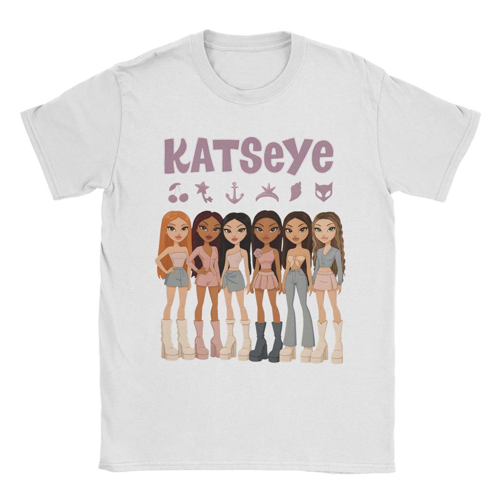 Novelty Katseye Kpop Idol TShirts Unisex Unisex Crew Neck Cotton T Shirt Beautiful Chaos Album Short Sleeve Tees Gift Idea Tops