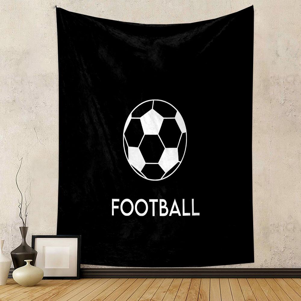 Soccer Ball on Black Background Patterned tapestry home decor, suitable for bedroom and living room, gift