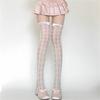 Women's Mesh Lace Long Stockings with Romantics Heart Detail And Ruffle Trim Bows Accent For Daily Wear Party Outfits