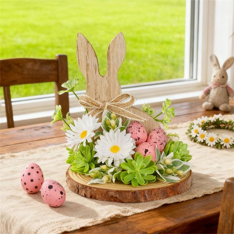 Easter Eggs Rabbit Decorations Wood Plastic Indoor Outdoo Family Activity Supplies Desktop Ornament