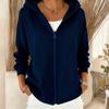 Fashionable Women's Loose Casual Solid Color Hooded Zippered Long Sleeve Jacket
