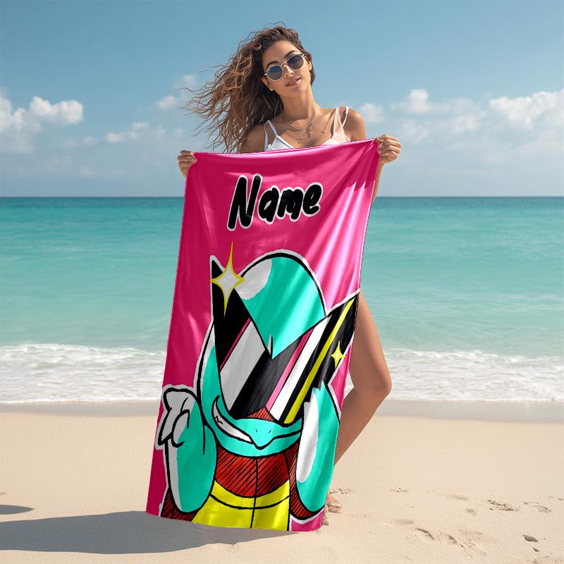 Personalized customized proof beach towel with Pokémon pattern - soft, absorbent,quick-drying,perfect swimming,camping&bathing