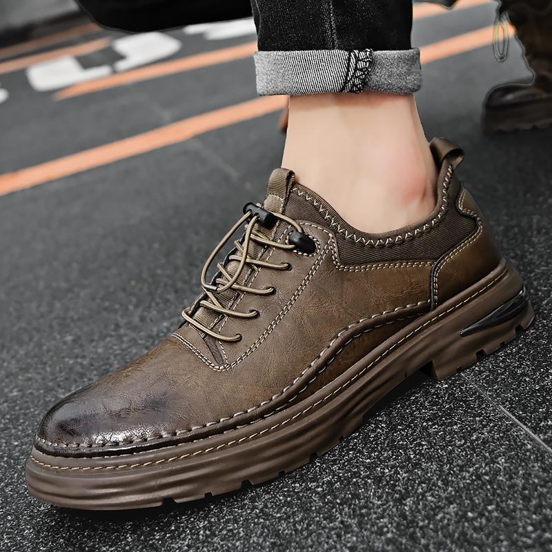 Men's Casual Leather Shoes Breathable Comfortable Men's Business Oxford Leather Flats Shoes Outdoor Fashion Men Flats