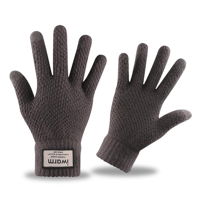 Men'S And Women'S Knitted Touch Screen Gloves Winter Outdoor Cold Protection Warm Plush Jacquard Gloves