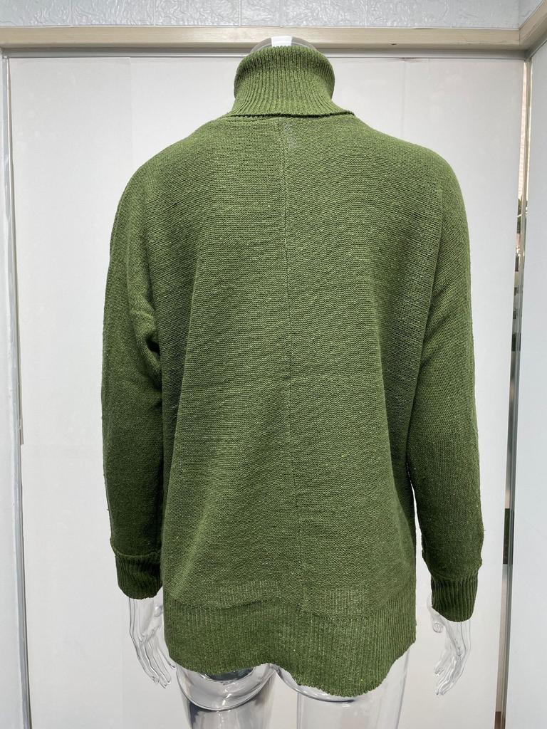 Pullovers Fashion High Neck Loose OL Commuter Knit Big Size Women Pullover Casual Long Sleeved Pullover Soft Elegant Basic Knitted Tops