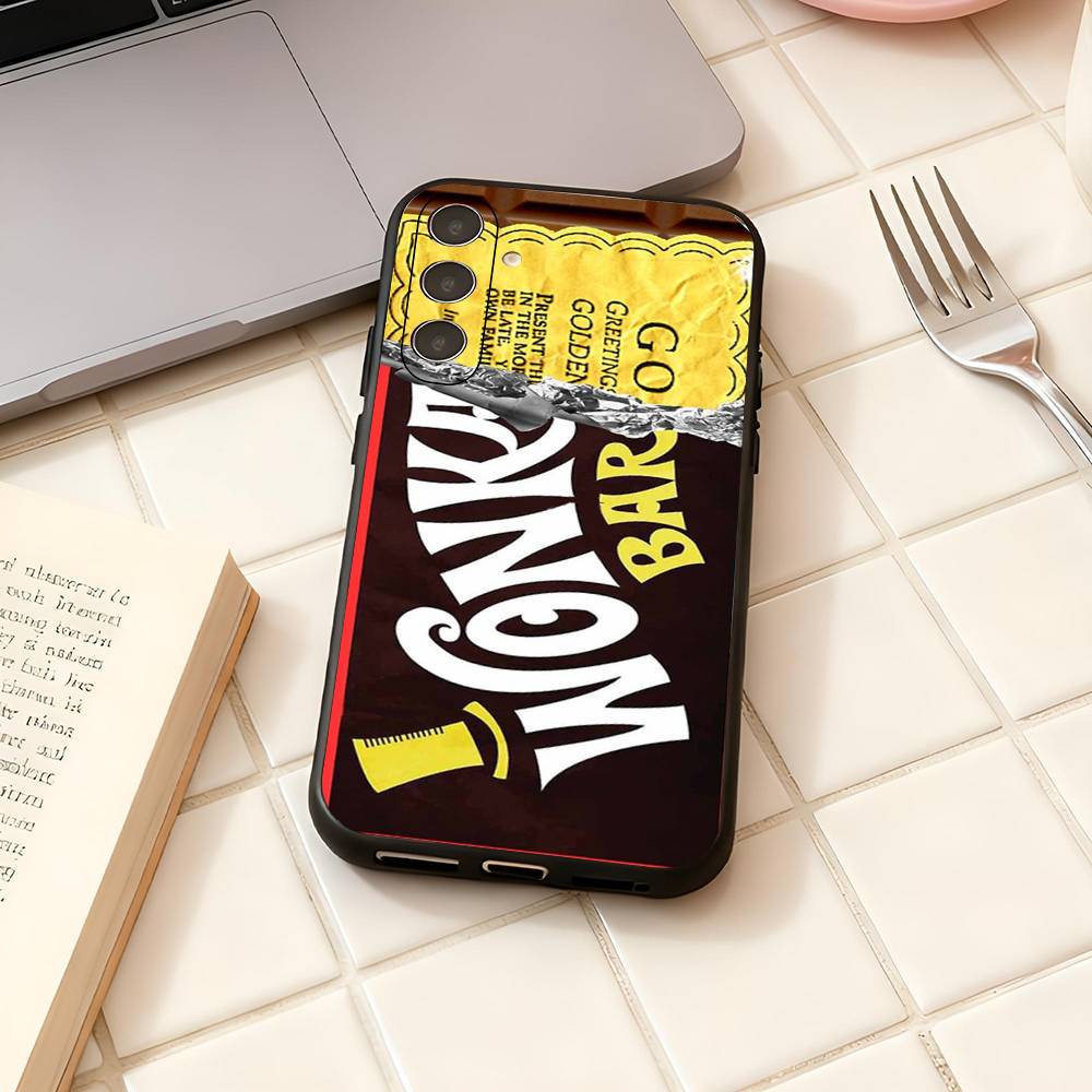 Wonka Chocolate Bar For Samsung Galaxy S23 S24 S25 Ultra S22 Plus S21 Black Soft Case Waterproof Soft Case