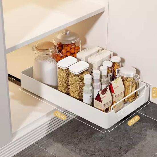 Pull Out Cabinet Organizer Fixed with Adhesive Nano Film Punch-free Heavy Duty Slide Out